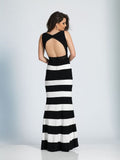 Prom lace satin mermaid trumpet long dress