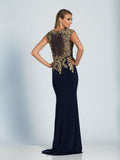 Prom lace satin mermaid trumpet long dress