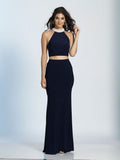 Prom lace satin mermaid trumpet long dress