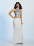 Prom lace satin mermaid trumpet long dress