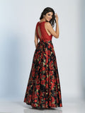 Prom lace satin mermaid trumpet long dress