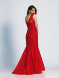 Prom lace satin mermaid trumpet long dress