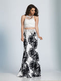 Prom lace satin mermaid trumpet long dress
