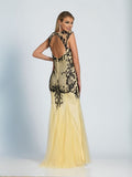 Prom lace satin mermaid trumpet long dress
