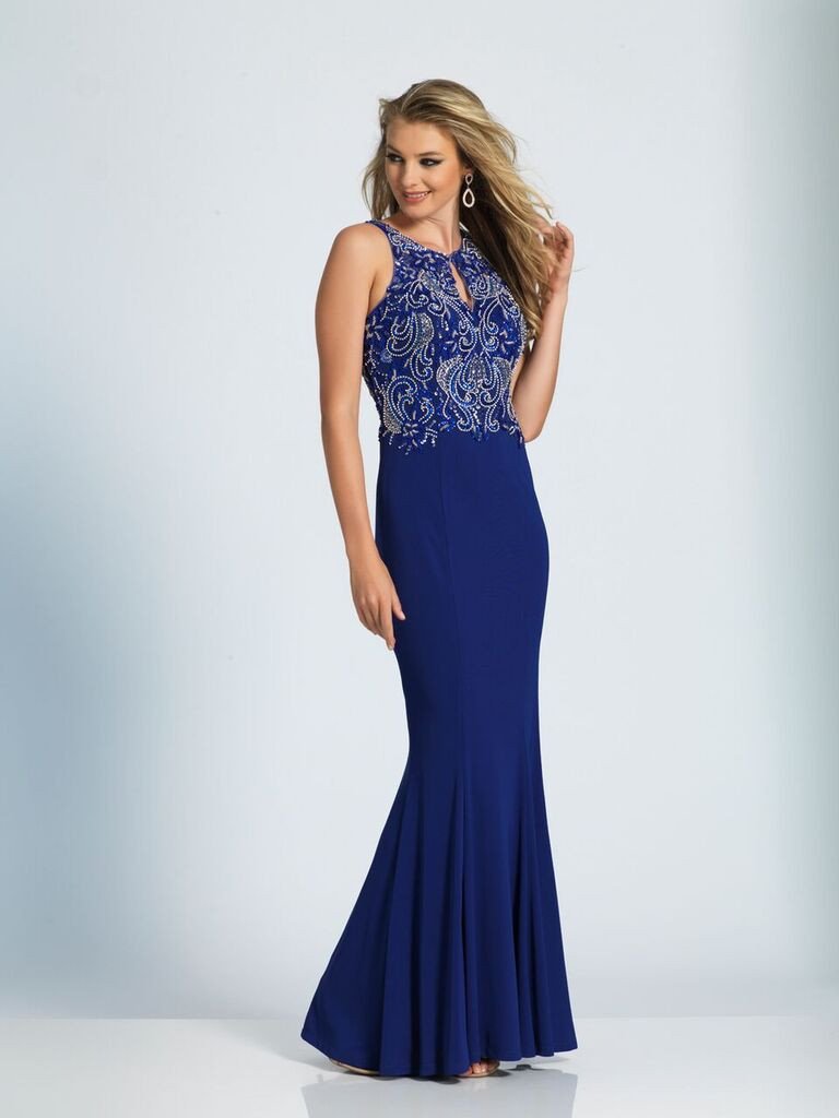 Prom lace satin mermaid trumpet long dress