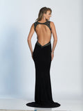 Prom lace satin mermaid trumpet long dress