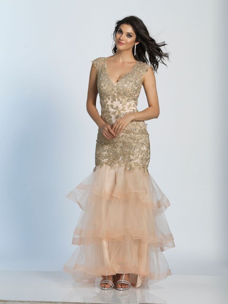 Prom lace satin mermaid trumpet long dress