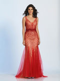 Prom lace satin mermaid trumpet long dress