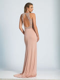 Prom lace satin mermaid trumpet long dress