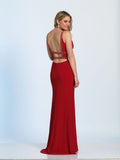 Prom lace satin mermaid trumpet long dress