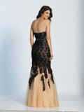 Prom lace satin mermaid trumpet long dress