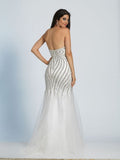 Prom lace satin mermaid trumpet long dress
