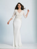 Wedding lace satin mermaid trumpet long dress