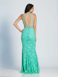 Prom lace satin mermaid trumpet long dress