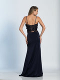 Prom lace satin mermaid trumpet long dress