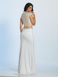 Prom lace satin mermaid trumpet long dress