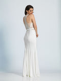 Prom lace satin mermaid trumpet long dress