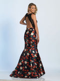 Prom lace satin mermaid trumpet long dress