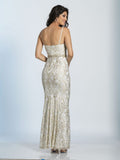 Prom lace satin mermaid trumpet long dress
