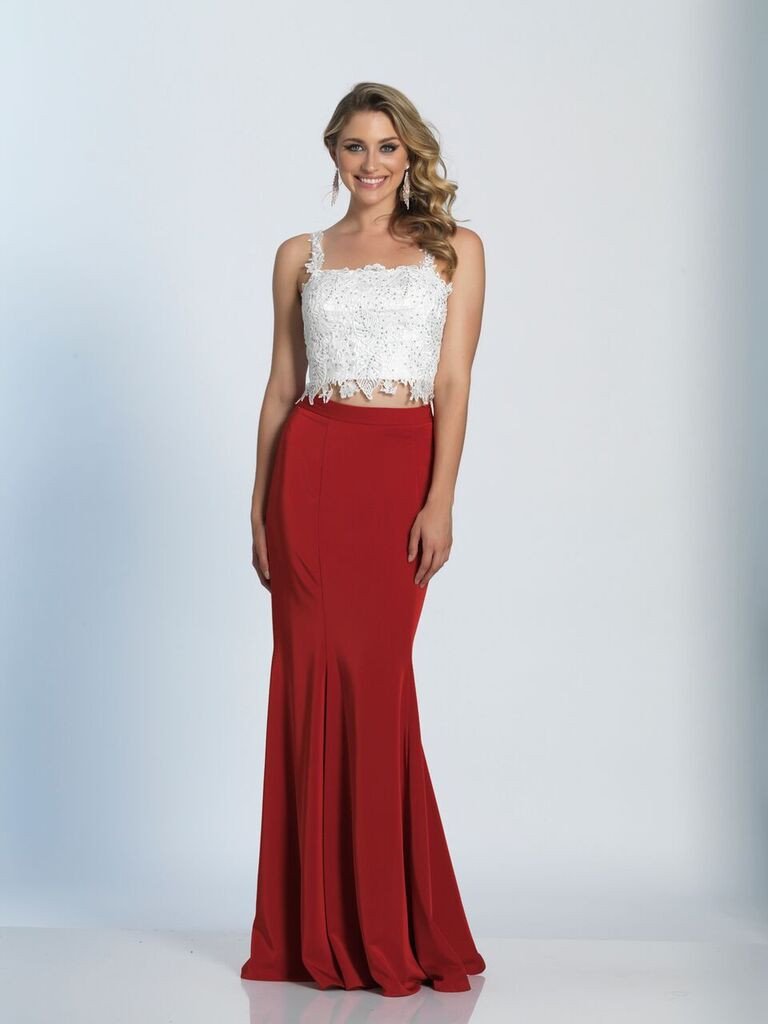 Prom lace satin mermaid trumpet long dress