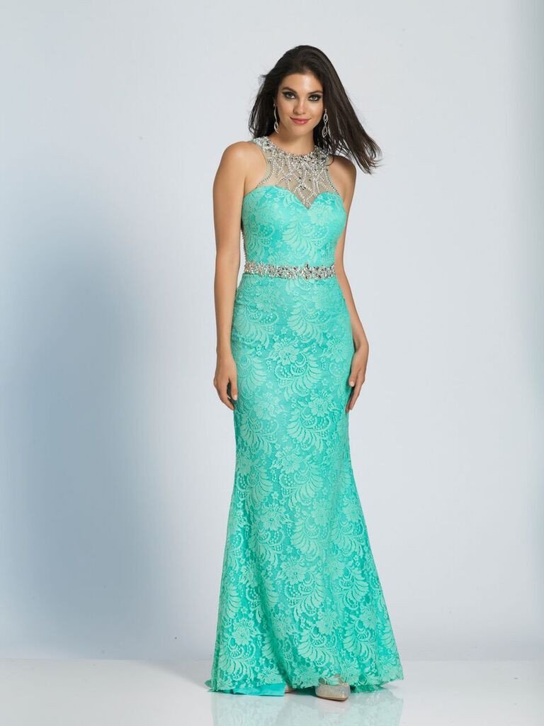 Prom lace satin mermaid trumpet long dress