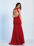 Prom lace satin mermaid trumpet long dress