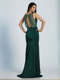 Prom lace satin mermaid trumpet long dress
