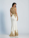 Prom lace satin mermaid trumpet long dress