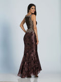 Prom lace satin mermaid trumpet long dress