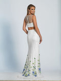 Prom lace satin mermaid trumpet long dress