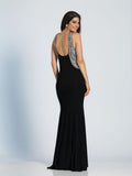 Prom lace satin mermaid trumpet long dress