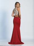 Prom lace satin mermaid trumpet long dress