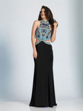 Prom lace satin mermaid trumpet long dress