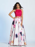Prom lace satin mermaid trumpet long dress