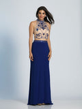 Prom lace satin mermaid trumpet long dress