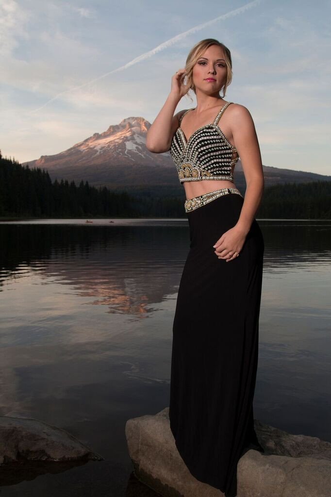 Prom lace satin mermaid trumpet long dress