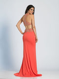 Prom lace satin mermaid trumpet long dress