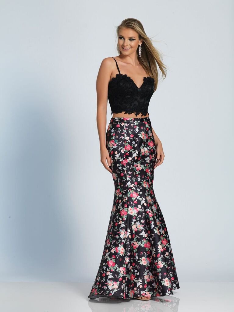 Prom lace satin mermaid trumpet long dress