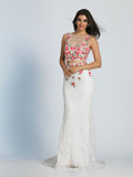 Prom lace satin mermaid trumpet long dress