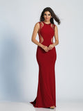 Prom lace satin mermaid trumpet long dress