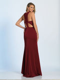 Prom lace satin mermaid trumpet long dress