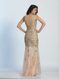 Prom lace satin mermaid trumpet long dress