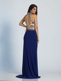 Prom lace satin mermaid trumpet long dress