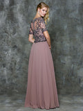 Mother Of The Bride Lace satin chiffon Long Dress.