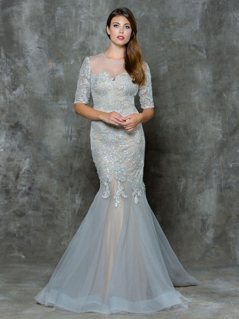 Mother Of The Bride Lace satin chiffon Long Dress.