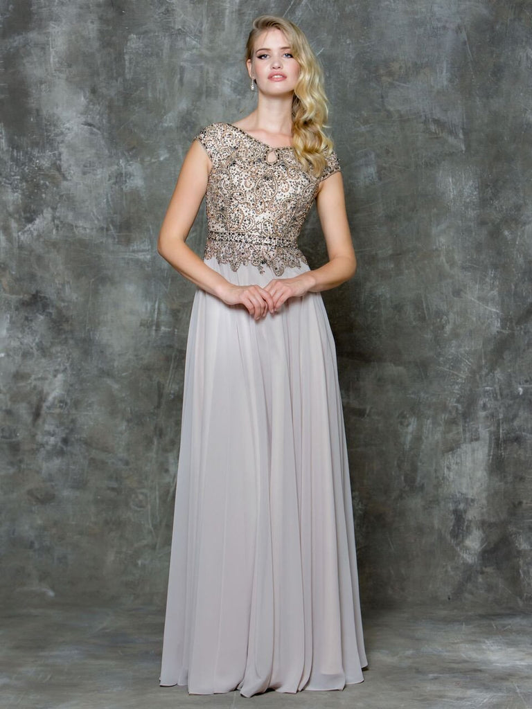 Mother Of The Bride Lace satin chiffon Long Dress.